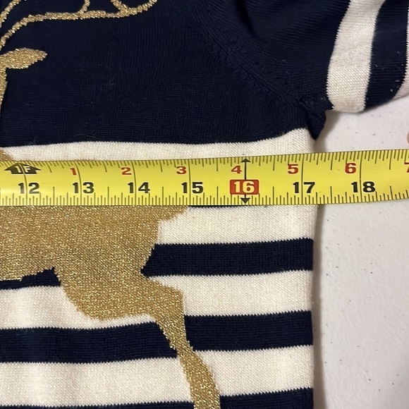 Reindeer Christmas t shirt. Sz PM, navy/white/gold - Picture 4 of 7